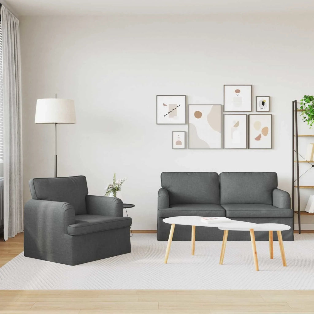 Set di divani 2 pcs Grigio scuro 162 x 80 x 85 cm Tessuto 3407561
