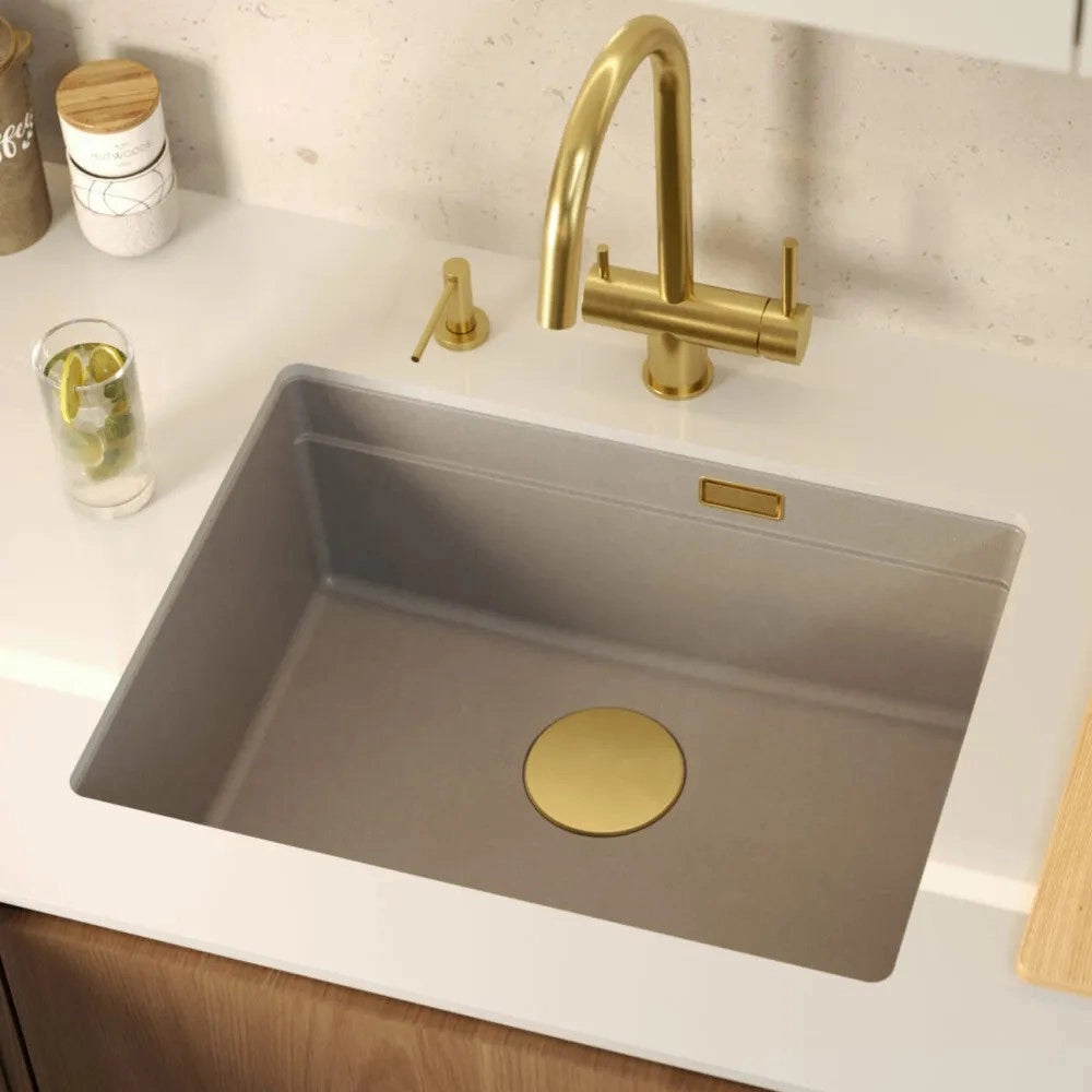 Lavello In Granito Logan 100 Beige Tappo acciaio