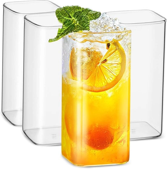 Set di bicchieri quadrati eleganti - 4 pezzi - 500 ml - ideali per bevande