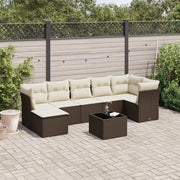 Set Divani da Giardino 8 pz con Cuscini Marrone in Polyrattan 3217983