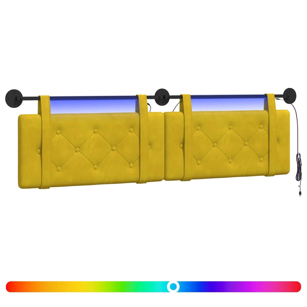 Testiera | Testata sospesa Con luce LED Giallo Velluto