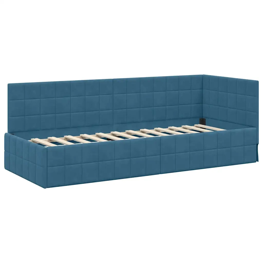 Struttura Letto Angolare con Materasso 2 pcs Blu Velluto