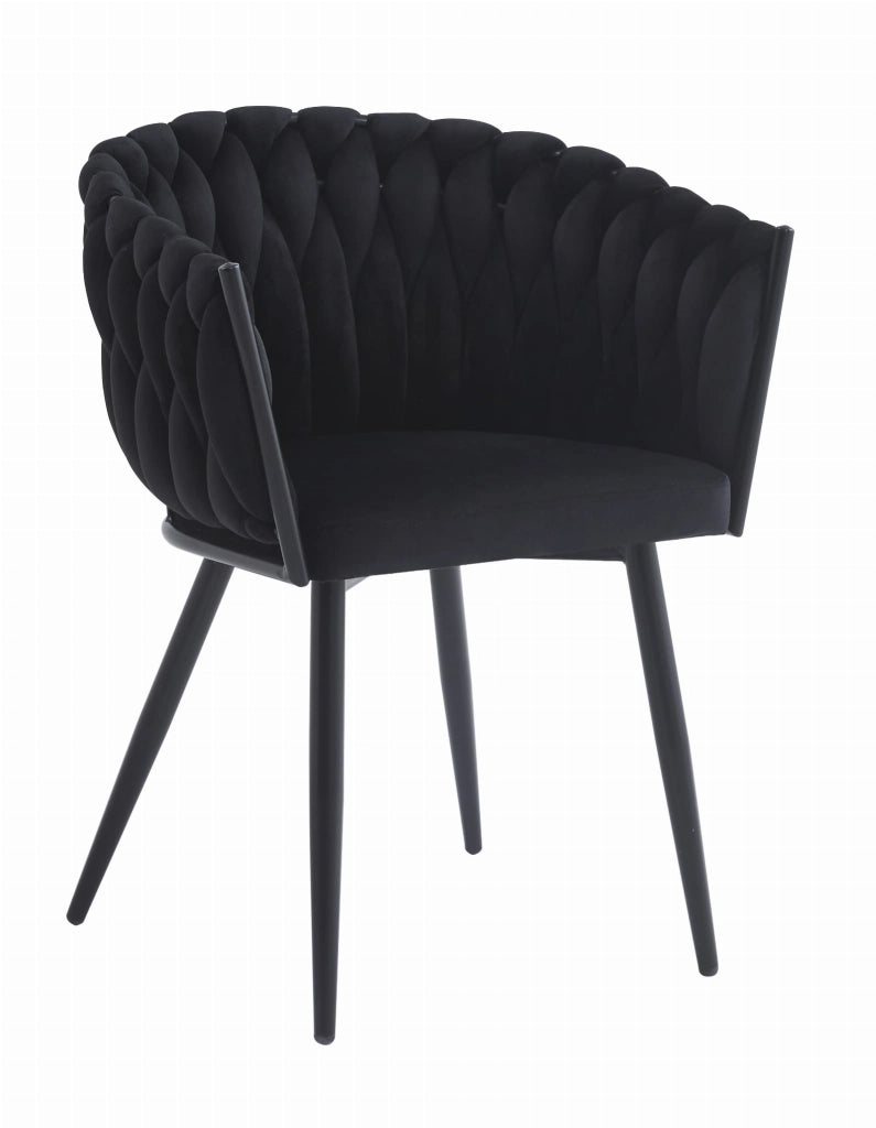 Sedia trapuntata in velluto nero Valora MAYAN x 1 | stile moderno