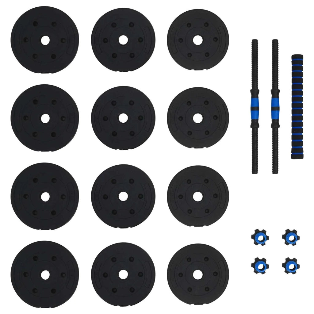 Set Manubri e Bilanciere 2-in-1 20 kg Nero e Blu 42023464