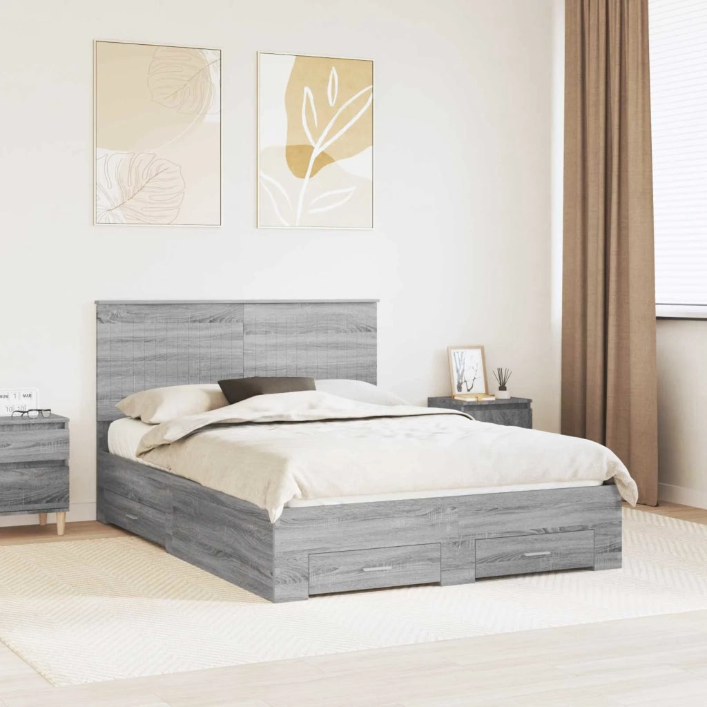 Struttura del letto con testiera Grigio Sonoma 135 x 190 cm 3411319
