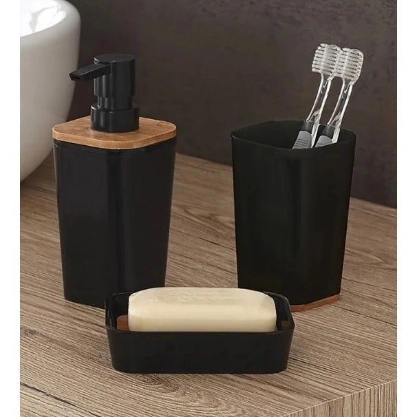 DISPENSER SAPONE BAMBOO IN PLASTICA NERA