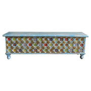 Baule in legno blu 146x40x45h