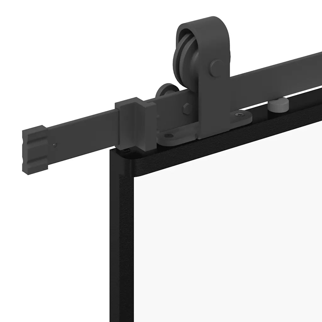 Porta Scorrevole Set Ferramenta Nera 76x205 cm Vetro Temperato 3375838