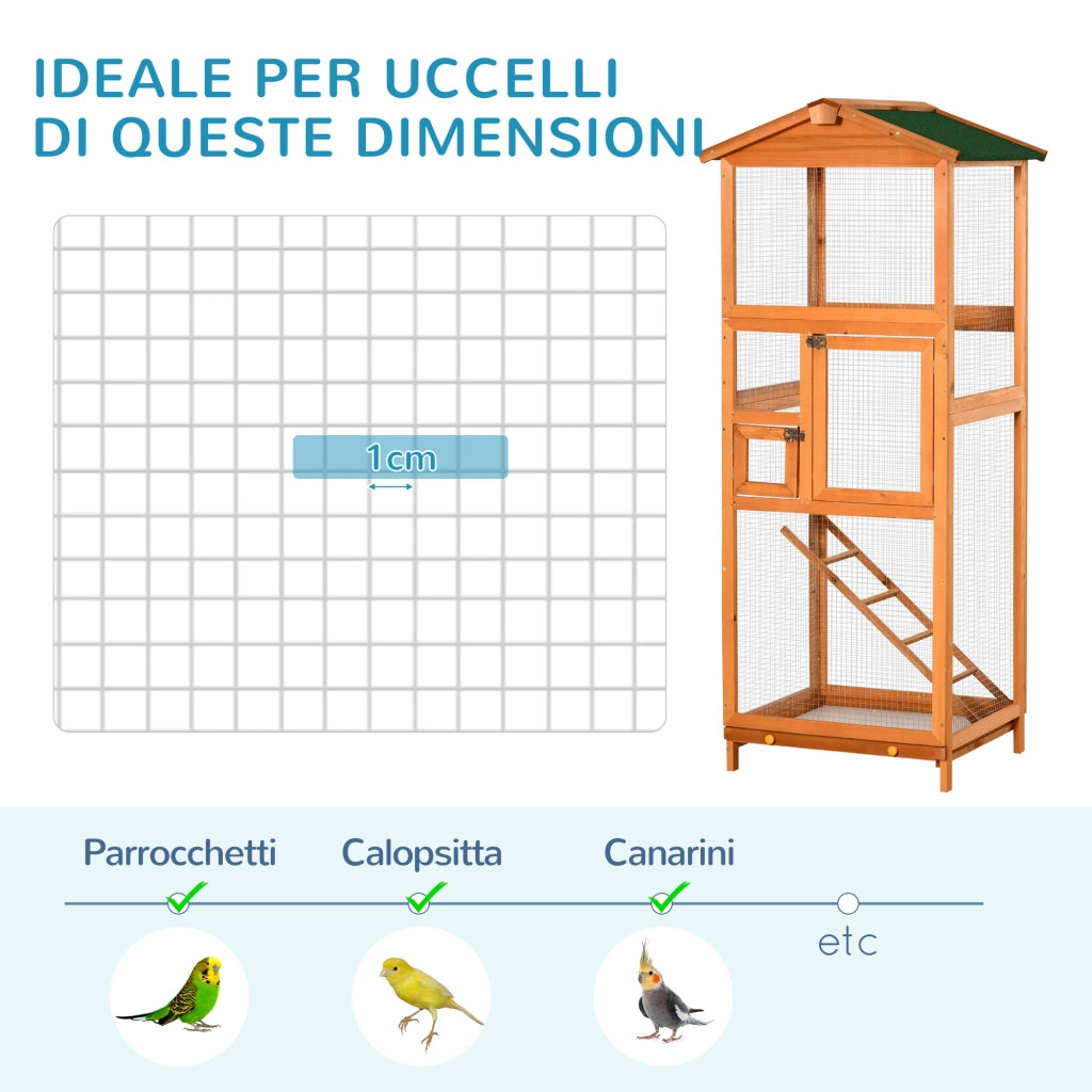 Gabbia per Uccelli da Esterno ¨C Xylo ¨C Legno Arancione 165cm con 2 Porte