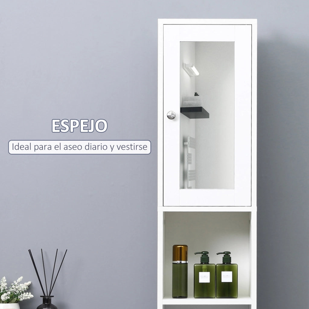 Colonna Bagno con Specchio e Ripiani ¨C Minimal ¨C Bianco 30x28x180 cm