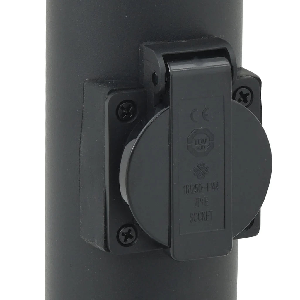 Lampada a paletto con sensore e presa 80 cm Nera IP44 4006123