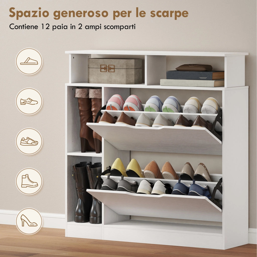 Scarpiera con Divisori Regolabili ¨C Minimal ¨C Bianco