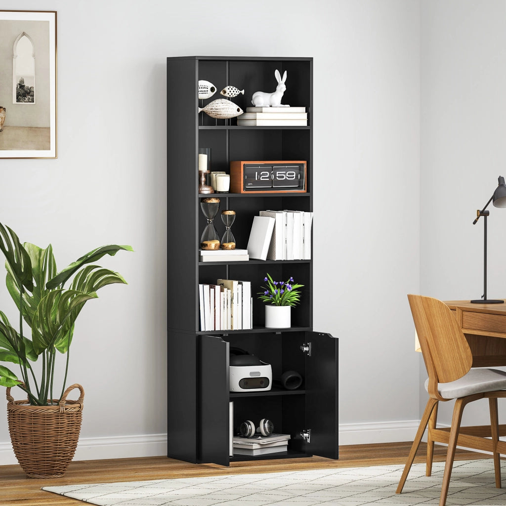 Libreria con ante e ripiani ¨C Xylo ¨C Legno nero 59x29x180 cm