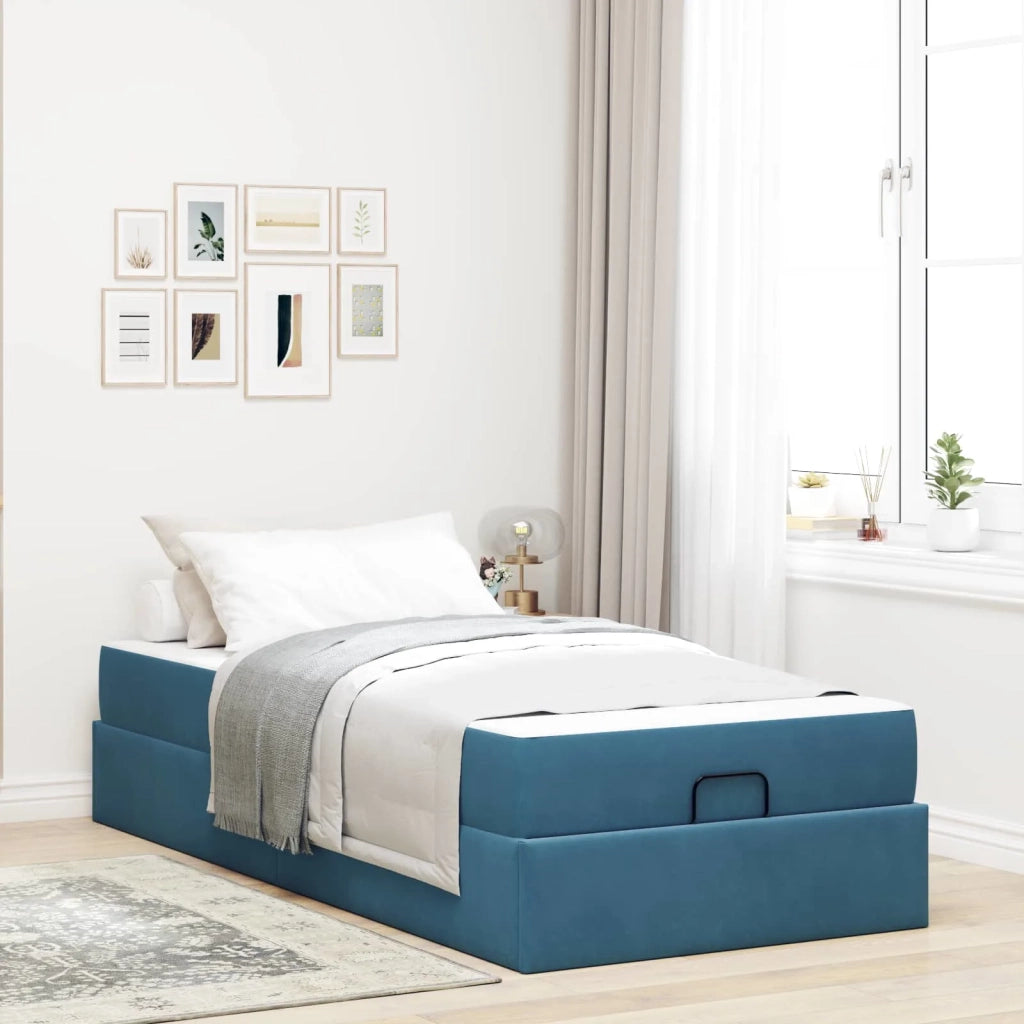 Struttura letto con materasso con materasso 2 pcs Blu Velluto