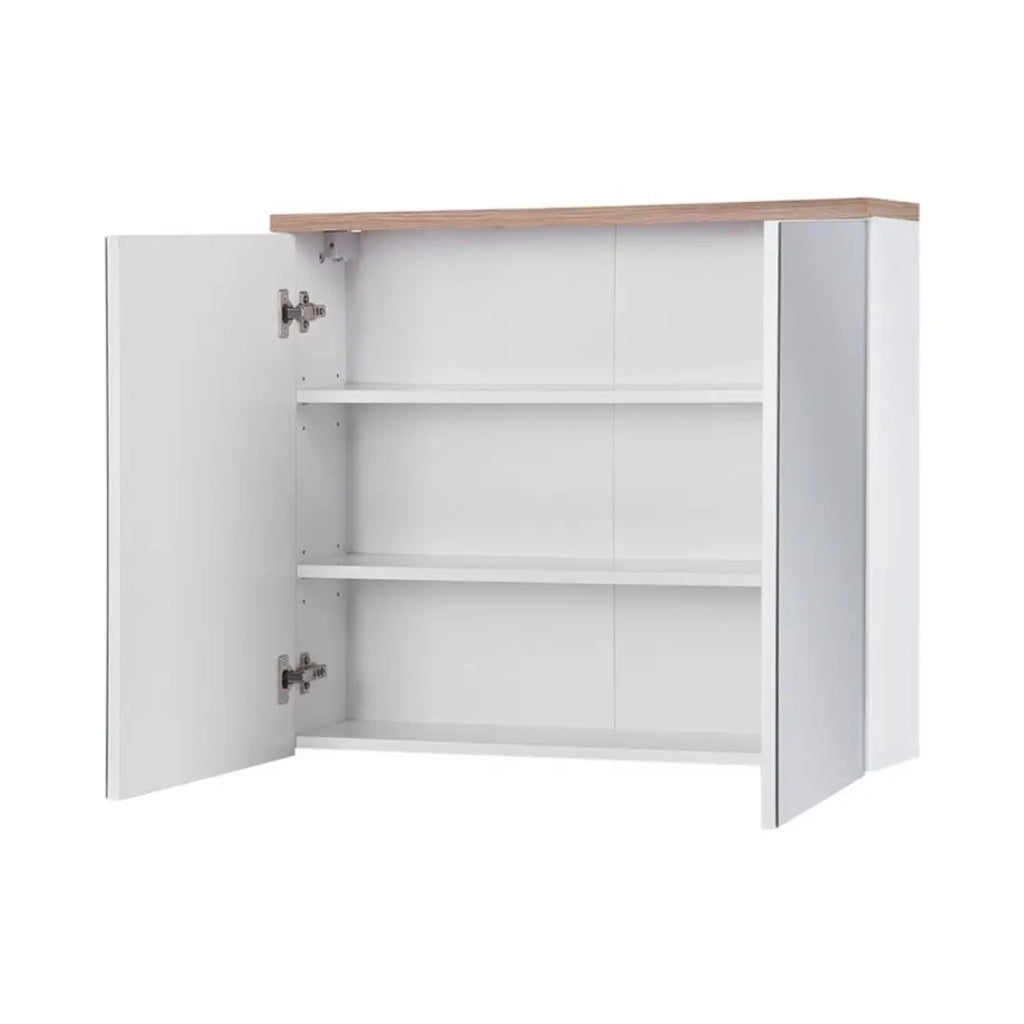 Set ERMANO: mobile sottolavabo 80cm + lavabo da incasso + sifone + colonna + contenitori con specchi