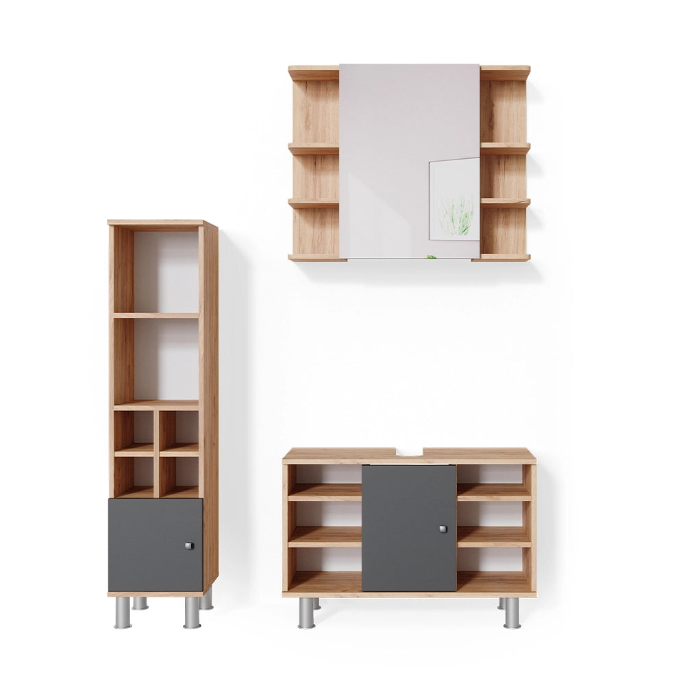 Vicco Set mobili bagno Quercia dorata 3 parti