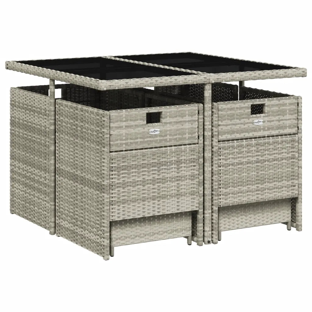 Set Pranzo da Giardino 9pz con Cuscini Grigio Chiaro Polyrattan 3277726