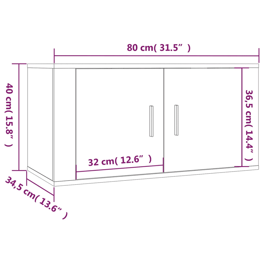 Mobili Porta TV a Parete 3 pz | Armadietto TV | Mobile Porta TV Grigio Sonoma 80x34,5x40 cm