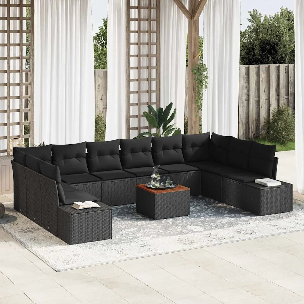 Set Divano da Giardino con archiviazione 11 pcs Nero 3356679