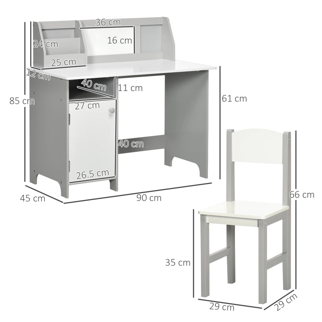 Set Tavolo e Sedia per Bambini ¨C Xylo ¨C Legno Bianco e Grigio