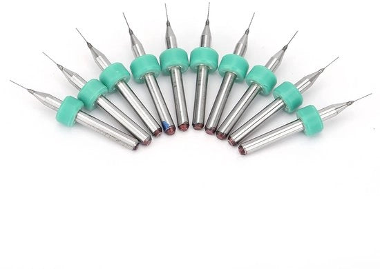 Set di puntoni in carburo a 10 pezzi - Alta durezza - Per CNC/Gravure - Incluso contenitore di conservazione - Anello di posizionamento per mano - Adatto per plastica/ rame/acciaio inossidabile - Trapano