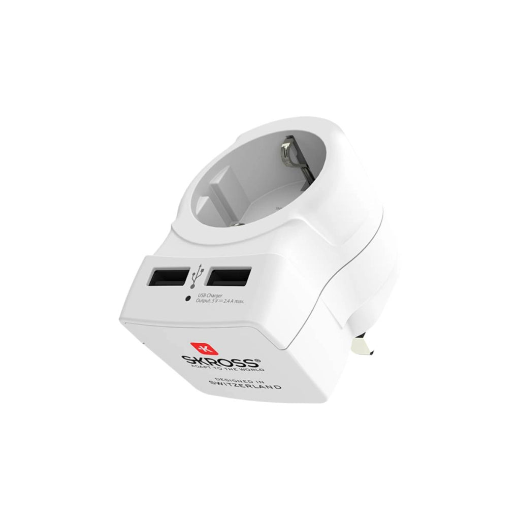 Adattatore da viaggio Europa - USA con 2 USB 7A Bianco Skross
