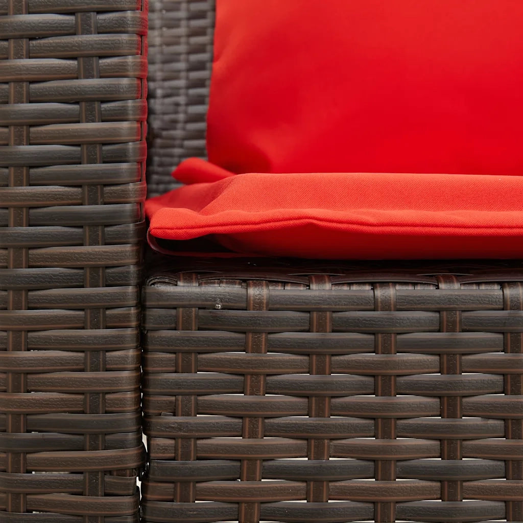 Divano da Giardino a 5 Posti con Cuscini in Polyrattan Marrone 4104119