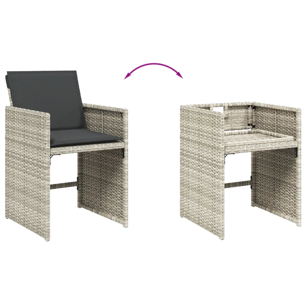 Set Pranzo da Giardino 9pz con Cuscini Grigio Chiaro Polyrattan 3277906