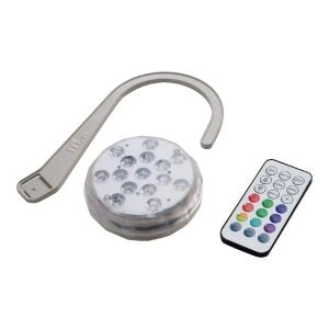 Luce LED subacquea cromoterapia con gancio e telecomando, IP68 per piscine e vasche da bagno
