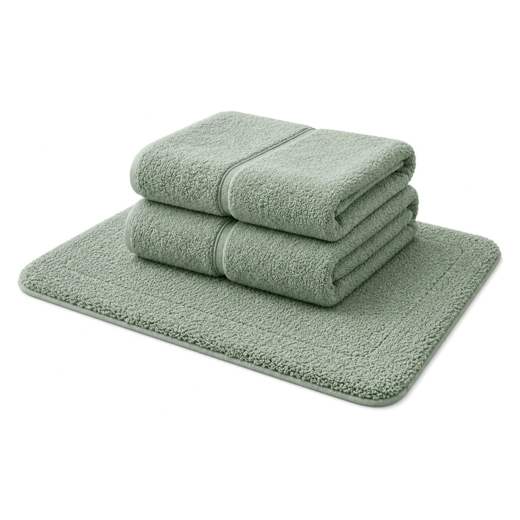 Sanenere, set di Asciugamani 100% Cotone set da 2, Verde Menta