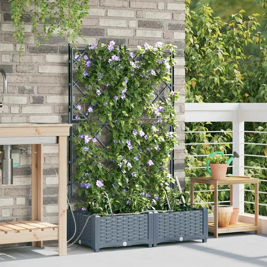 2 pz Fioriere | Cassetta per fiori | Vaso da giardino Grigio Chiaro 80 x 40 x 126 cm Plastica