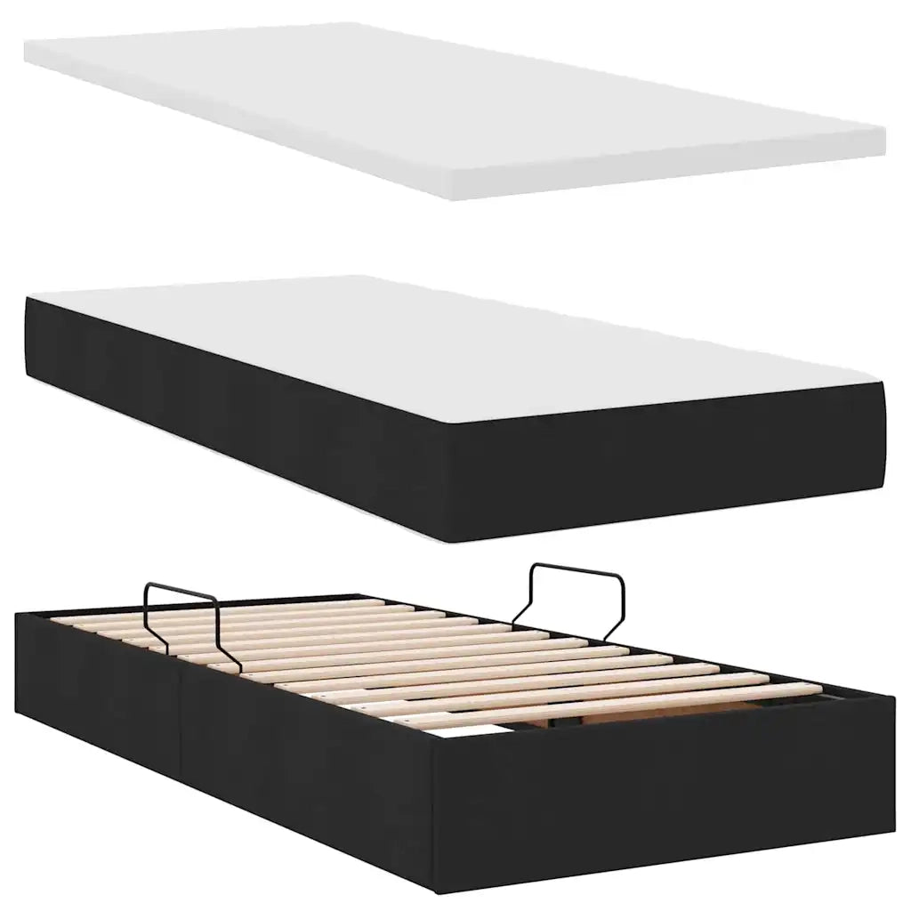 Letto con contenitore e materasso con testiera Nero 90 x 200 cm 3370484