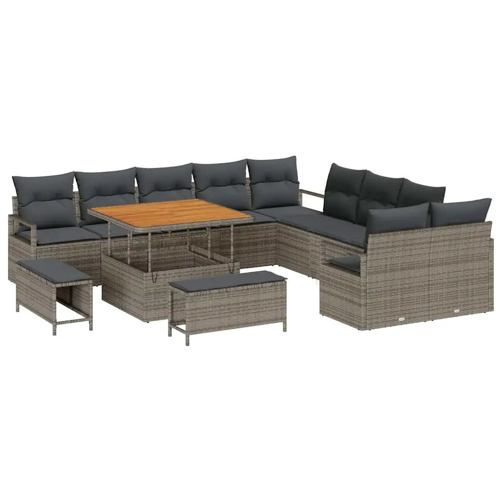 Set Divano da Giardino con cuscino 13 pcs Grigio polyrattan 3362578