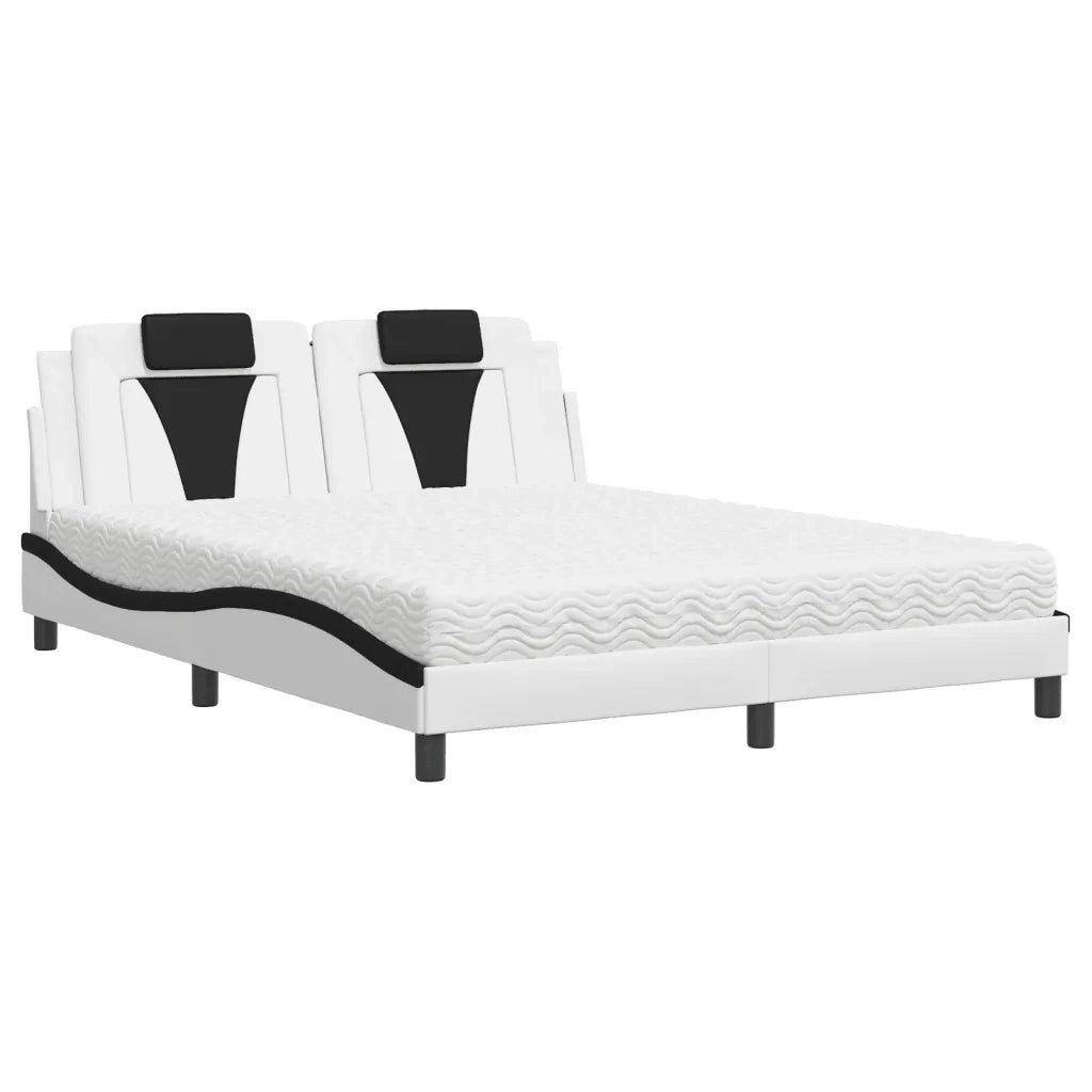 Letto Viana con Materasso Bianco e Nero 160x200cm Similpelle