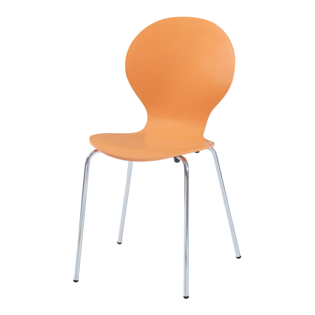 Set di 4 Sedie da Sala ETNE Impilabili - Arancione / Cromato [en.casa]