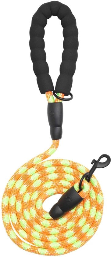 Cinturone per Cani 2 m - Manico Coperto - Filamenti Riflettenti - Disegno Intrecciato Rafforzato - Clip Metallico Rotativo - Comodo e Sicuro - Guinzaglio per Cani
