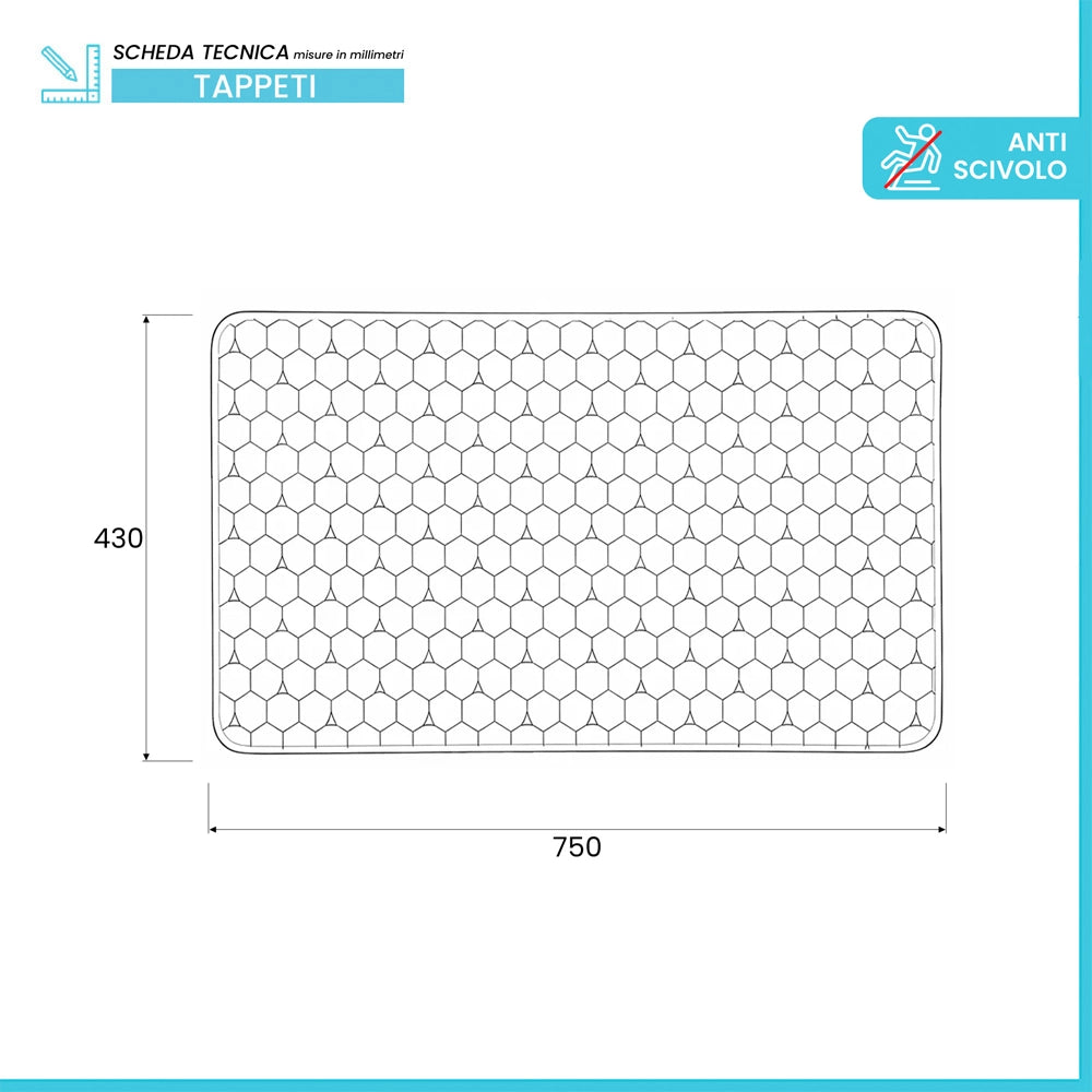 Tappeto bagno antiscivolo verde 75x43 cm Maia