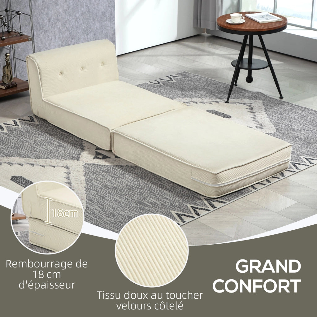 Divano letto imbottito ¨C Minimal ¨C bianco crema