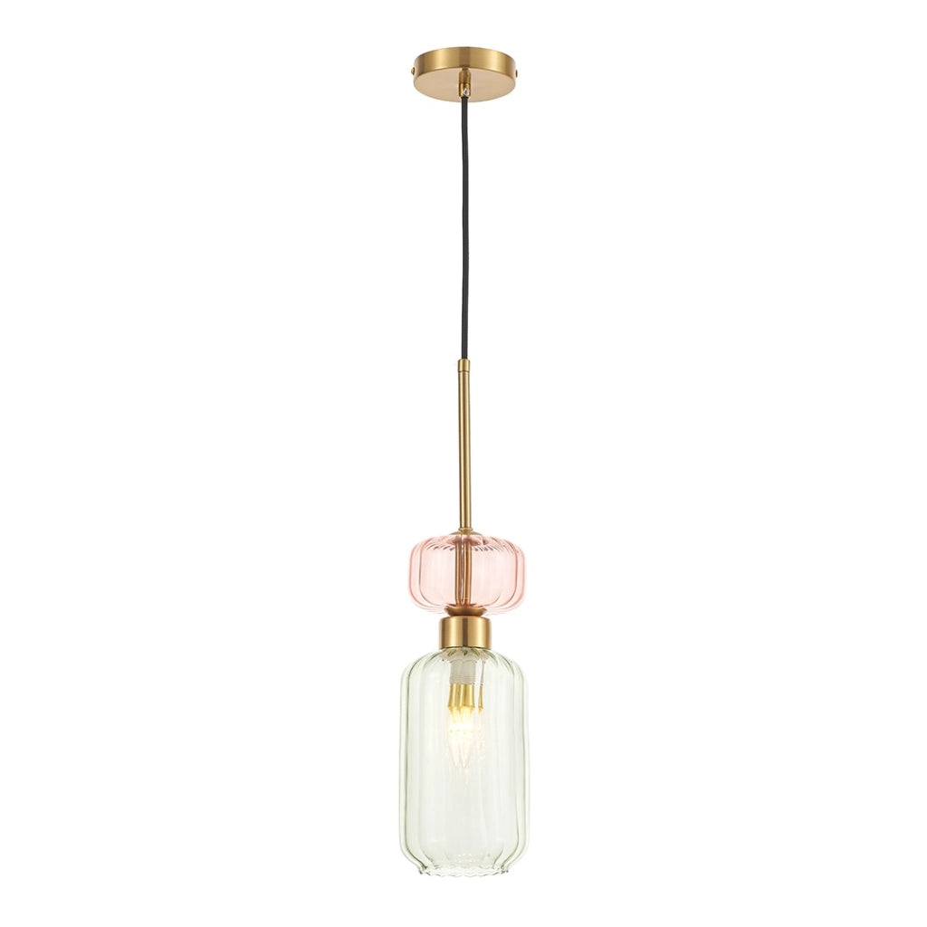 Lampada a sospensione Molly vetro verde/rosa E14 Milagro