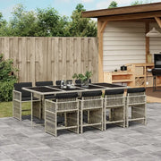 Set Pranzo da Giardino 9pz con Cuscini Grigio Chiaro Polyrattan 3211643