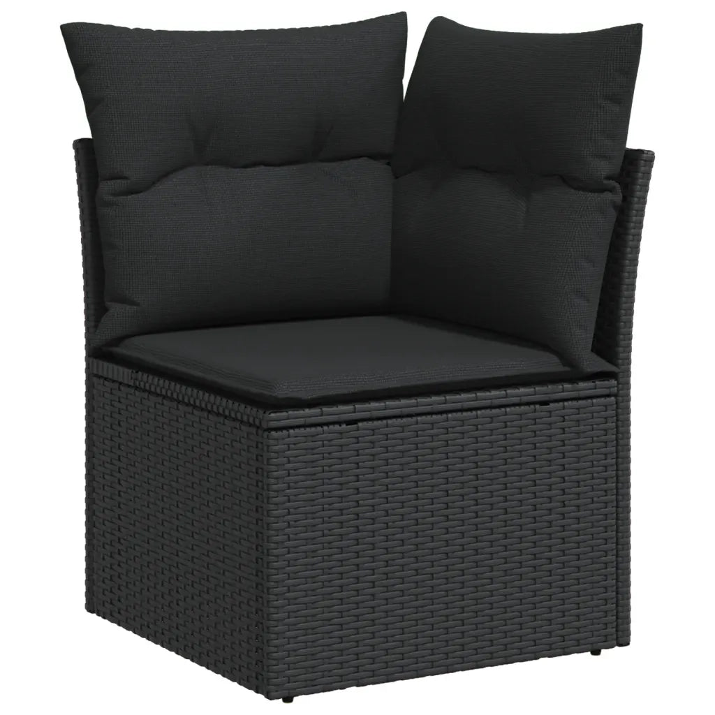 Set Divani da Giardino 10pz con Cuscini in Polyrattan Nero 3227959