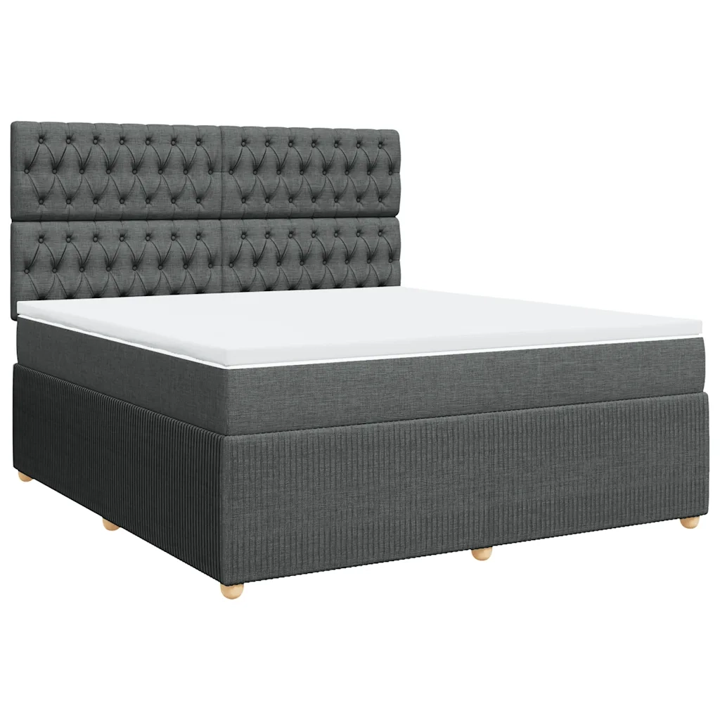 Giroletto a Molle con Materasso Grigio Scuro 180x200 cm Tessuto