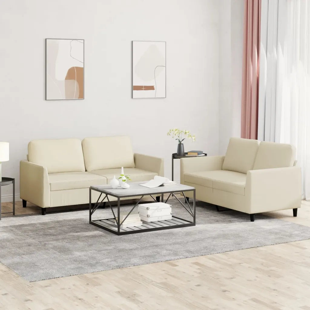 Set di Divani 2 pz con Cuscini crema in Similpelle 3201751