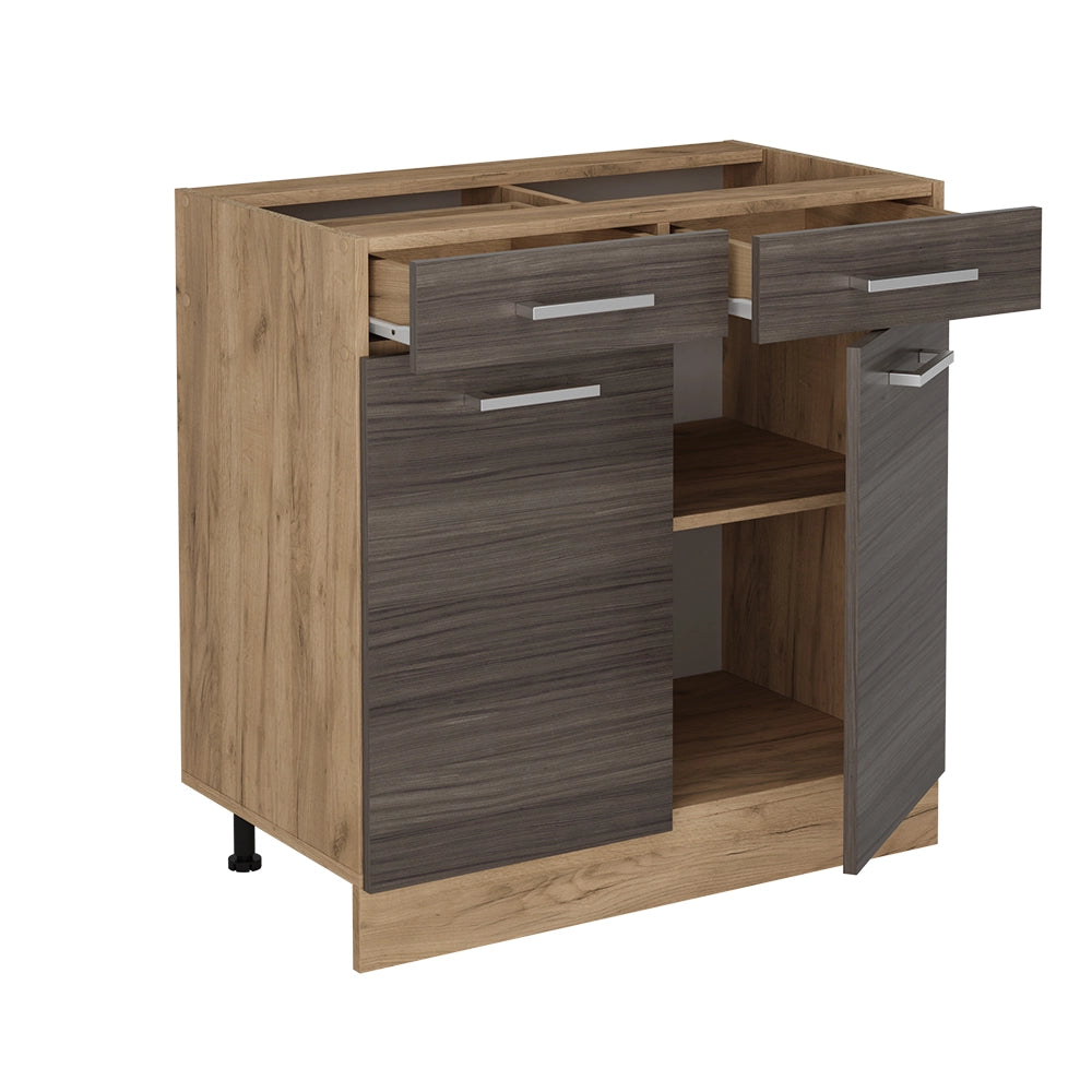 Mobiletto base per cucina R-Line Grigio nobile/Rovere dorato 80 cm senza piano di lavoro Vicco
