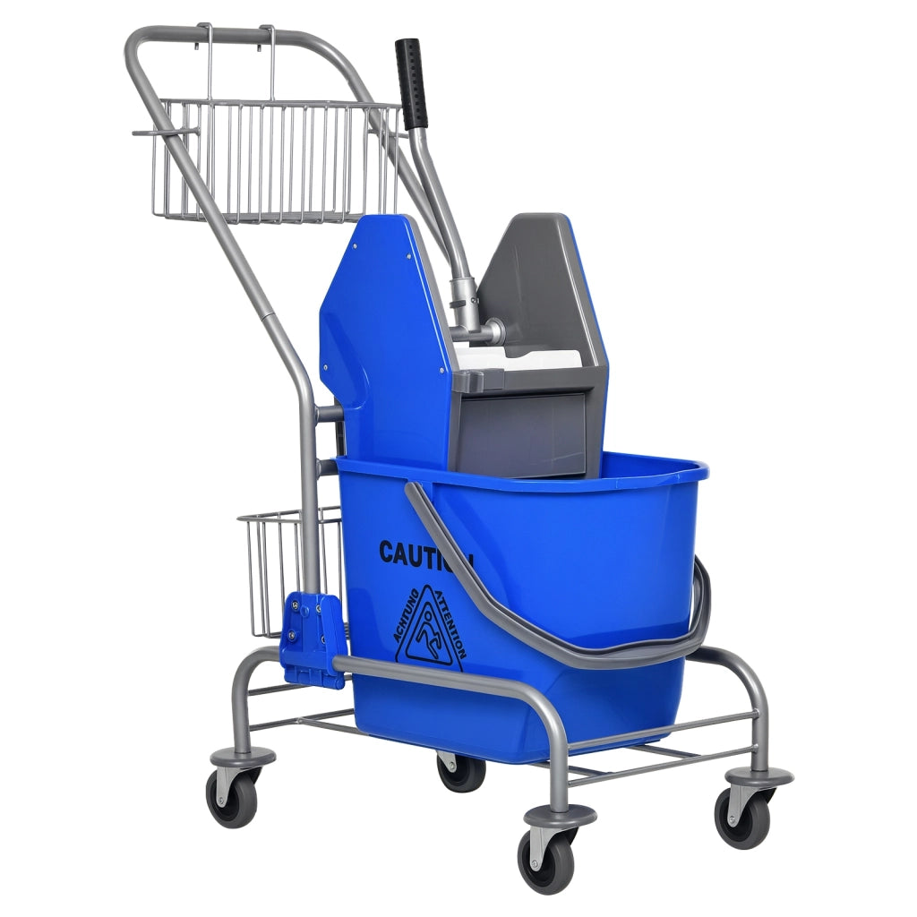 Secchio per lavaggio ¨C zephmum ¨C Blu, Plastica, con ruote e manico in metallo