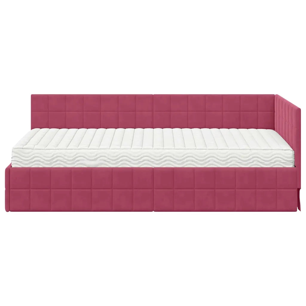 Struttura Letto Angolare con Materasso 2 pcs Verde Velluto