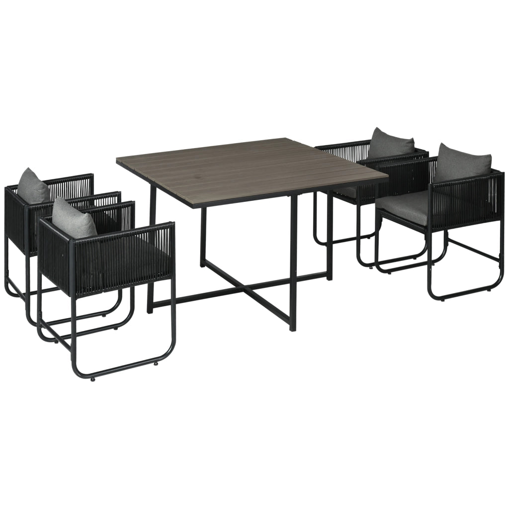 Set Giardino 5 Pezzi ¨C zephmum ¨C Polyrattan Grigio Nero