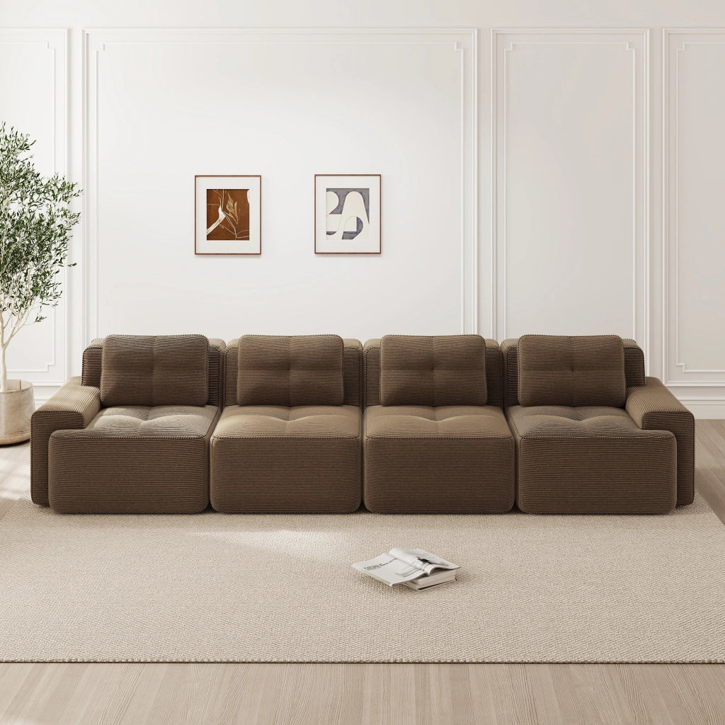 Sofa modulare senza ossa - Zephmum- 4 posti, design antiscivolo, tessuto velluto