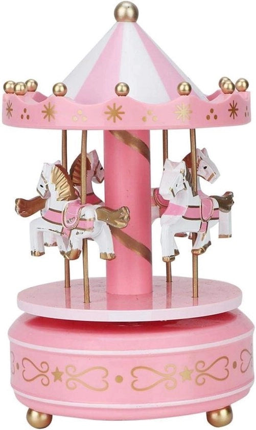 Musical Carousel con Cavallo e Figure per Decorazione Casa Regalo Natale Matrimonio Compleanno (Rosso)