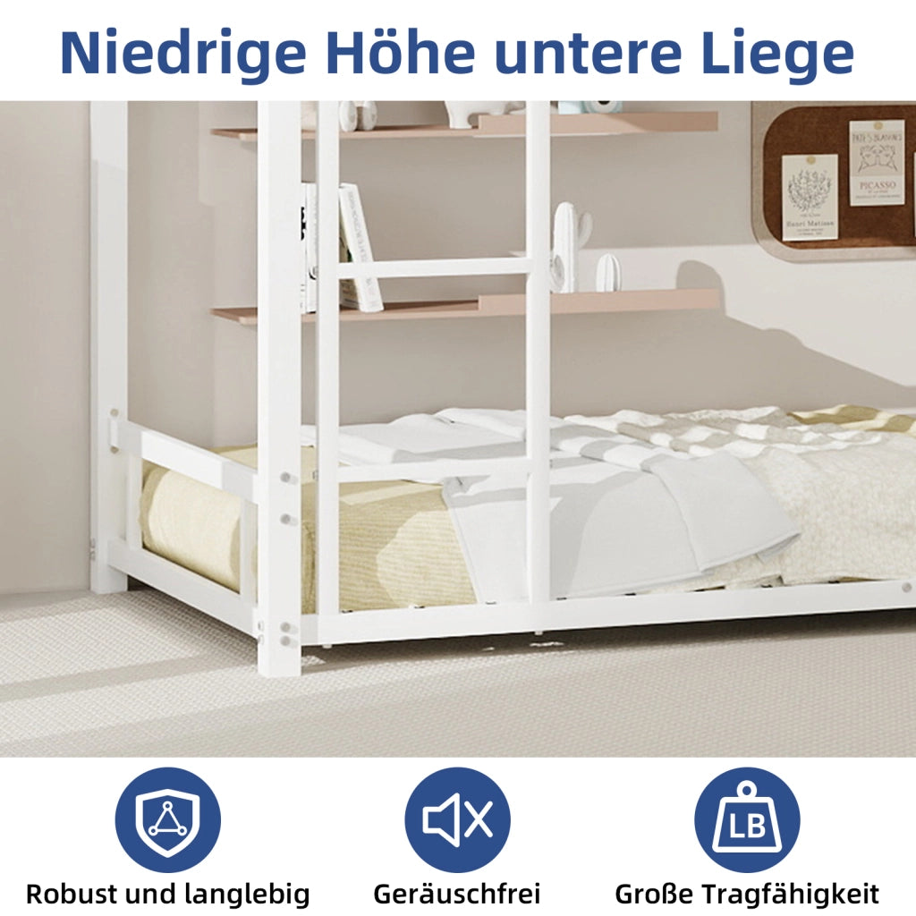 Letto castello 2 posti 90x190 metallo robusto ringhiere